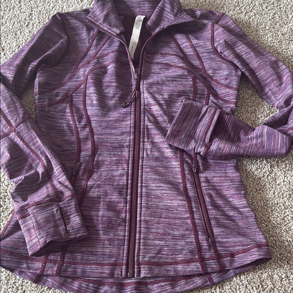 Lululemon define jacket in edged striped jacquard blueprint royal ruby size 8